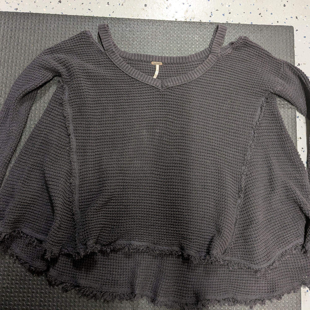 Free People Charcoal Knit Sweatshirt